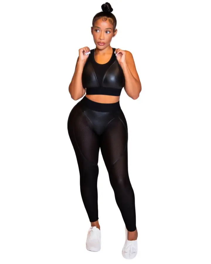 Back To Black Doll Set - Two Piece Leather & Black Mesh Outfit for Women - Medium Size - Fully Insured Shipping