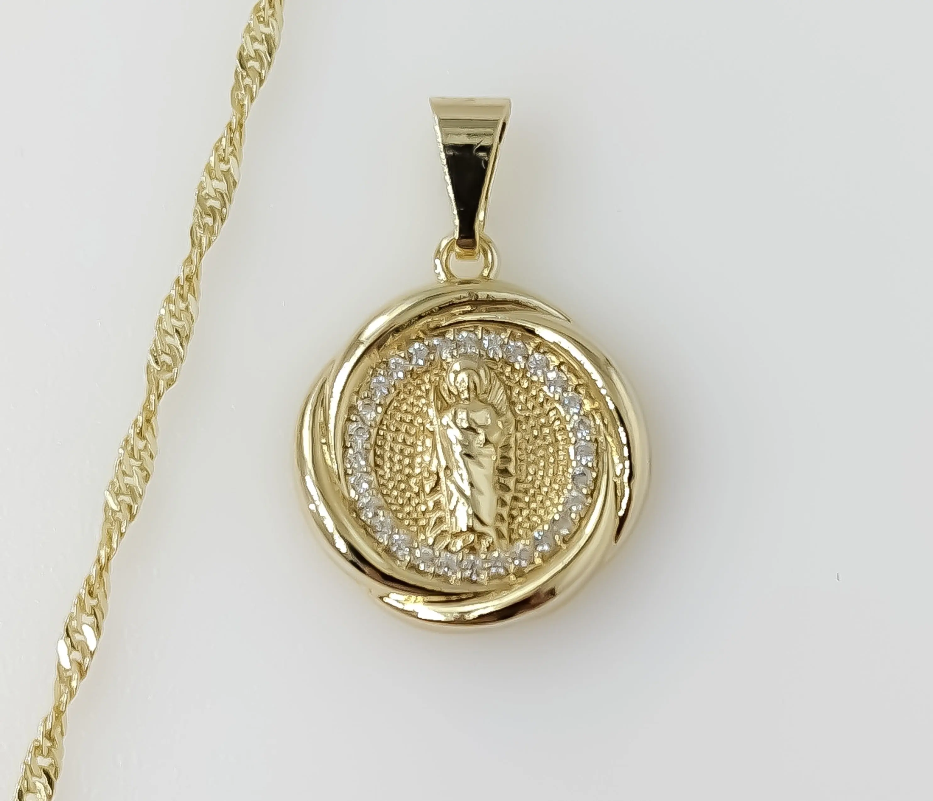 Plated Dainty Saint Jude 14K Twist Chain Necklace