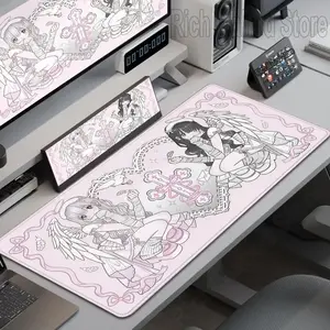 [Sale off up to 65%][Free Ship] Anime Cute Angel Girls Mouse Pad Laptop Gaming Extended Desk Mat PC Kawaii Gamer Cabinet Mousepad XXL Keyboard Rug Pink Carpet