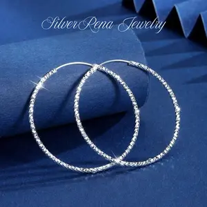 S925 Mother's Day Stylish Textured Hoop Earrings Hypoallergenic Elegant and Simple Design, Elegant Ear Jewelry for Women, Casual Huggie Earrings Perfect for Suit or Daily Wear, Birthday Gift for Girls