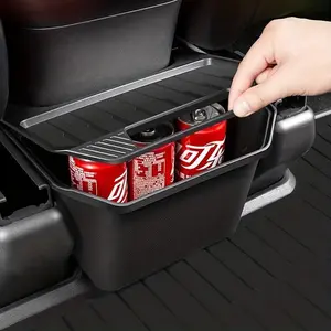 Fit For Tesla Model Y Storage Box Rear Middle Air Outlet Organizer With Lid, 2nd Row Center Console TPE Storage Bins Trash Can For Model Y Accessories Car Storage Organizers
