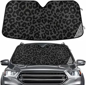 Windshield Sun Shade Dark Gray Leopard Cheetah Print Ram Front Window Block UV Shades Visor Reflective Retractable for Car SUV Trucks