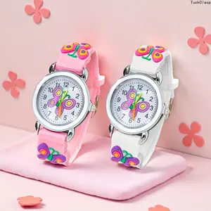 2-Pack Cute Butterfly Analog Watch for Girls – Multicolor TPU Strap, Great for Teacher’s Day, Back-to-School & Graduation Gifts for Summer Celebrations