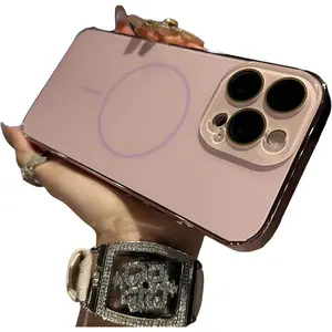 Premium Pink Electroplated Phone Case for iPhone 17/16/15/14/13/12/11 Pro Max Plus with Magnetic Design & Dual Shockproof Protection