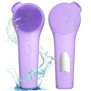 Facial Cleansing Brush, Silicone Electric Face Scrubber Waterproof Sonic Vibration Face Cleanser Brush for Men Women, Rechargeable Face Brushes with Nose Scrub Brush Exfoliating Massaging(Green)