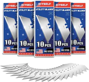 Utility Knife Blades 50 Piece SK2 Steel Box Cutter Blades Heavy Duty Utility Blade Refill Razor Knife Blade for Cardboard