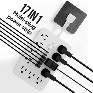 17-In-1 Power Strip Featuring 11 AC Outlets And 6 USB Ports (4 USB-A And 2 USB-C) – Surge Protection Desktop Charging Station with a Flexible Short Cord – Suitable for Wall Mounting in Homes, Offices, Schools, And Dorms.