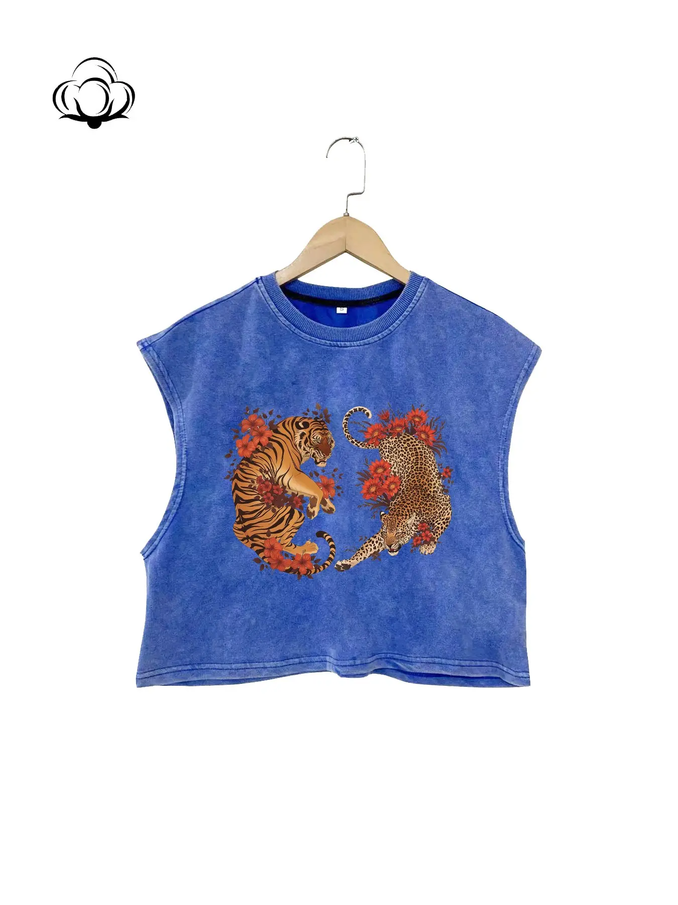 Cotton Y2K Spring Summer Sleeveless Vest Top, Loose Fit Round Neck, Animal Print, Fashionable Street Style, Unisex, Casual Sleeveless Top, Breathable Sleeveless Tops