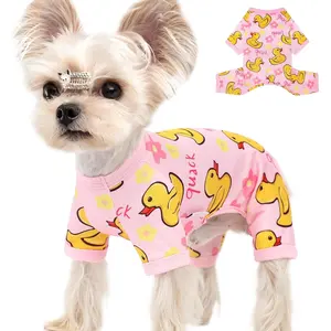 Dog Pajamas Summer Dog Clothes for Small Medium Dogs Boy Girl Doggy Pjs Cute Doggie Onesie Breathable Puppy Clothes Soft Stretchy Cat Pet Outfit (Yellow, XX-Large)