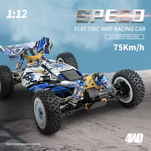 XKS 1:12 remote-controlled high-speed electric four-wheel racing car featuring a brushless motor, reaching a top speed of 75 km/h. The main body is crafted from high-strength aluminum alloy, and the zinc alloy drivetrain offers excellent wear resistance.