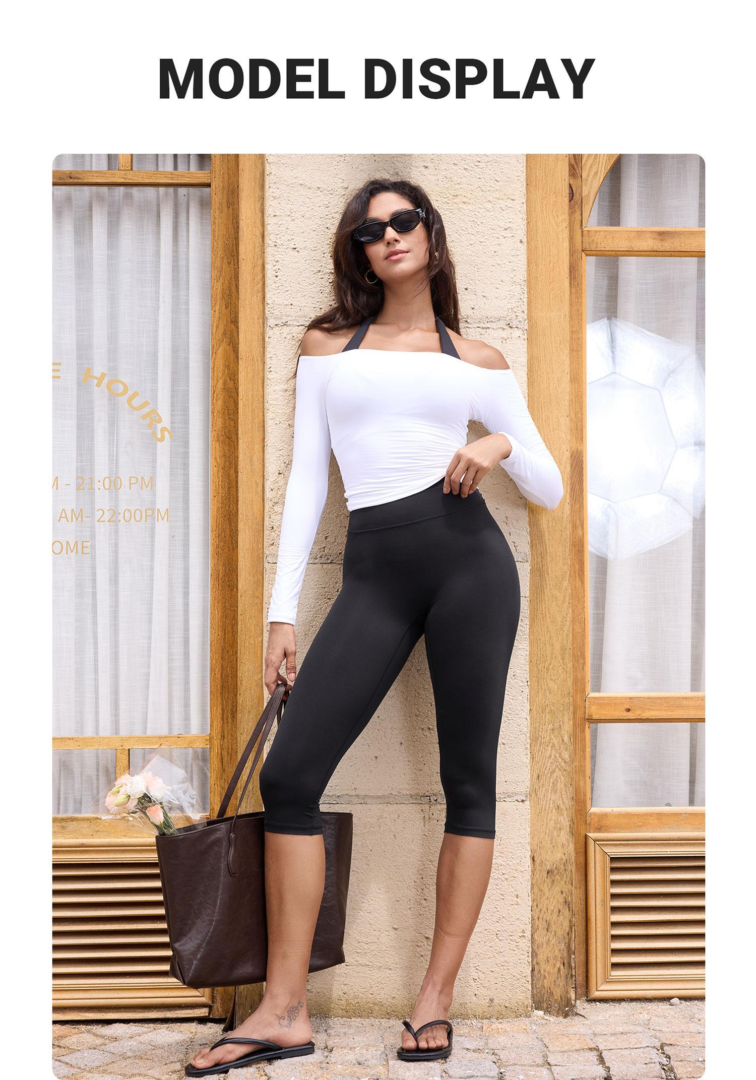 YEOREO Women's 17" High Waisted Workout Capri Leggings - No Front Seam, Hidden Scrunch, Everyday Active for Gym Yoga - Summer Finds, Soho Chic