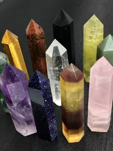 High-Quality Natural Stone Single-Pointed Hexagonal Column Natural Crystal Tower,3.14-3.54inch, Perfectly Polished Natural Pocket Stones, Exquisite Crafts, Ideal Christmas Thanksgiving Valentine'S Day Gifts, Gemstones And Crystals