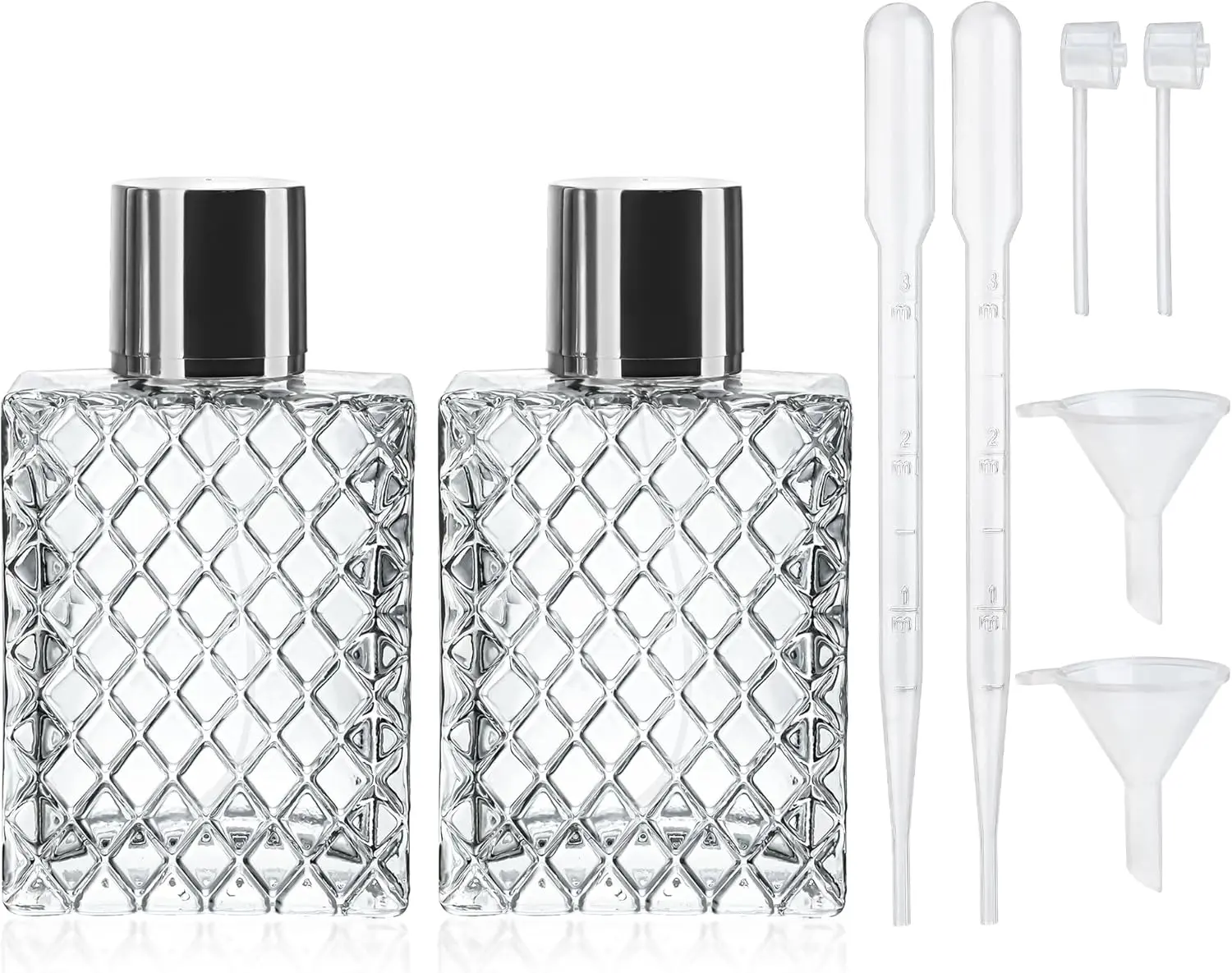 2 Pack Refillable Glass Spray Perfume Bottles 100ml / 3.4 oz  Fine Mist Atomizer Bottle Empty Portable Clear Glass Essential Oil Container for Travel