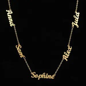 AS025 Multiple Names Custom Cut Necklace Personalized Gift Stainless Steel Letter Necklace For Mother's Day Anniversary Valentine's Day