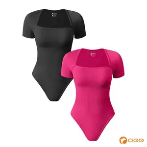 Women's  Square Neck Shortsleeve Slim-fitting Tops Comfort Stretchy Basic Seamless Bodysuits Womenswear Underwear Lady Minimalist