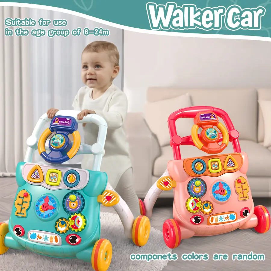 Walker Car New Baby Walker Children's Walking Toy Anti-Rollover Multi-Functional Hand-Pushed Walking Aid for 6-24m with Interactive Features Safety Parents