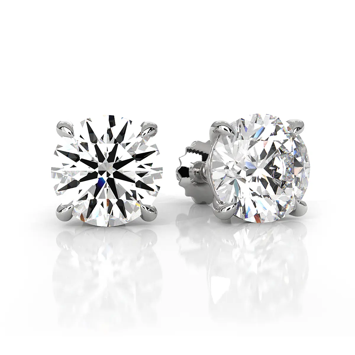 Javda Lab Diamond 14K White Gold Studs Earring with Screw Back for Women - IGI Certified, Casual Style