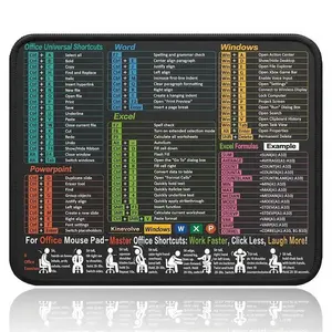 Excel shortcut mouse pad — office reference desk mat with Word/PPT/Windows commands and formulas; non-slip desk mat for students, professionals, and remote workers