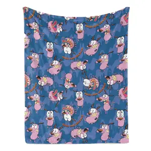 Cowardly Dog - Courage Pink Cartoon Blanket Soft Funny Throw Blanket Cozy Lightweight Plush Portable Cover Blanket For Sofa,Warm Gift For Birthday,Christmas,Multiple Blanket