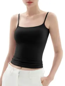 Women Square Neck Sleeveless Top Adjustable Spaghetti Straps Basic Top Notch Series Sleeveless Cami Vest Women's Lingerie Casual Slim Fit Soft Short Minimalist Comfortable summer tops Camisole