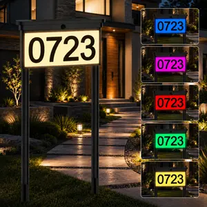Avatar Controls House Numbers for Outside, Double Side LED Solar Address Number Signs Waterproof, RGBW Color Changing Solar Address Sign with Stakes for Mailbox Garden Street Home Yard