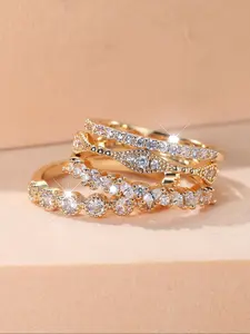 Women's Elegant Rhinestone Decorated Ring, Exquisite Trendy Ring, Fashionable Jewelry for Women As Gift for Party Decoration, Stackable Rings