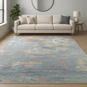 HomeRoots 569462 8 x 10 ft. Blue Abstract Hand Knotted Rectangle Area Rug