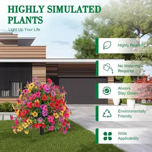 22 Inch Artificial Flower Stake Outdoor Decor - Multi-Color Garden Stakes for Yard & Lawn, No Fade Heavy Duty Plastic, All Season Decoration (Mixed Color)