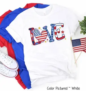 Love Flag Heart Shirt, Patriotic 4th of July Shirt, Independence Day Shirt, American Flag Shirt,Red White Blue Shirt,Freedom T Shirt for Her
