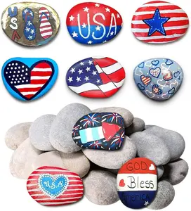 20PCS River Rocks for Painting, 4Th of July Decorations for Home 5 Pounds DIY & Smooth Kindness Rocks