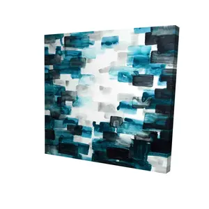 212 MAIN Artistic Abstract Wall Art Print - Turquoise & Gray Geometric Minimalist 24x24 in Square, Modern Home Decor, Bedroom Gift (Model 2080-2424-AB56)