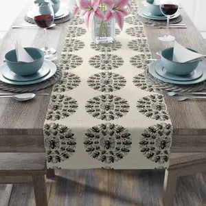 Bee Circle Table Runner (Cotton, Poly)- Bee Home Decor - Classic Home Design - Bee Design Tablecloths Decoration