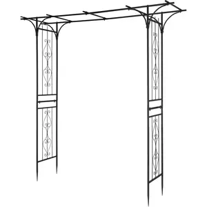 Karlhome 7Ft Garden Arch Arbor, Steel Frame Stand Trellis, Arbour Archway for Wedding Ceremony Decoration Plant Climbing Rose Vines Lawn Courtyard Patio Black