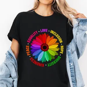 Kindness Peace Equality Love Inclusion Hope Diversity Shirt, Peace Love Inclusion TShirt Colorful Equality Diversity Human Rights Tshirt