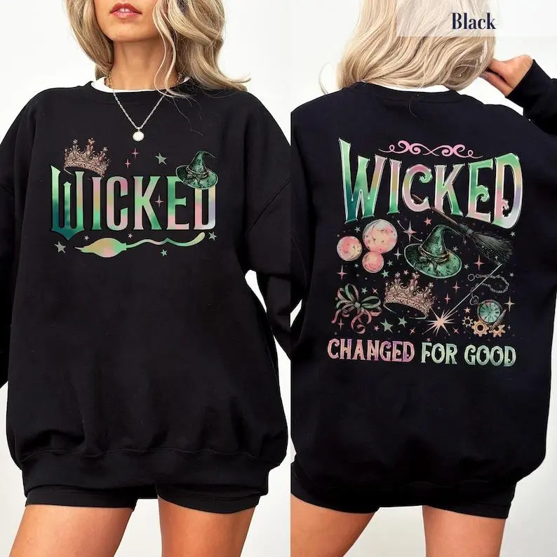 Wicked Movie Sweatshirt Hoodie, Wizard of Oz Fan Gift, Witch Pink and Green Shirt, Wicked Musical Movie Fan Xmas Gift, Wicked Shirt