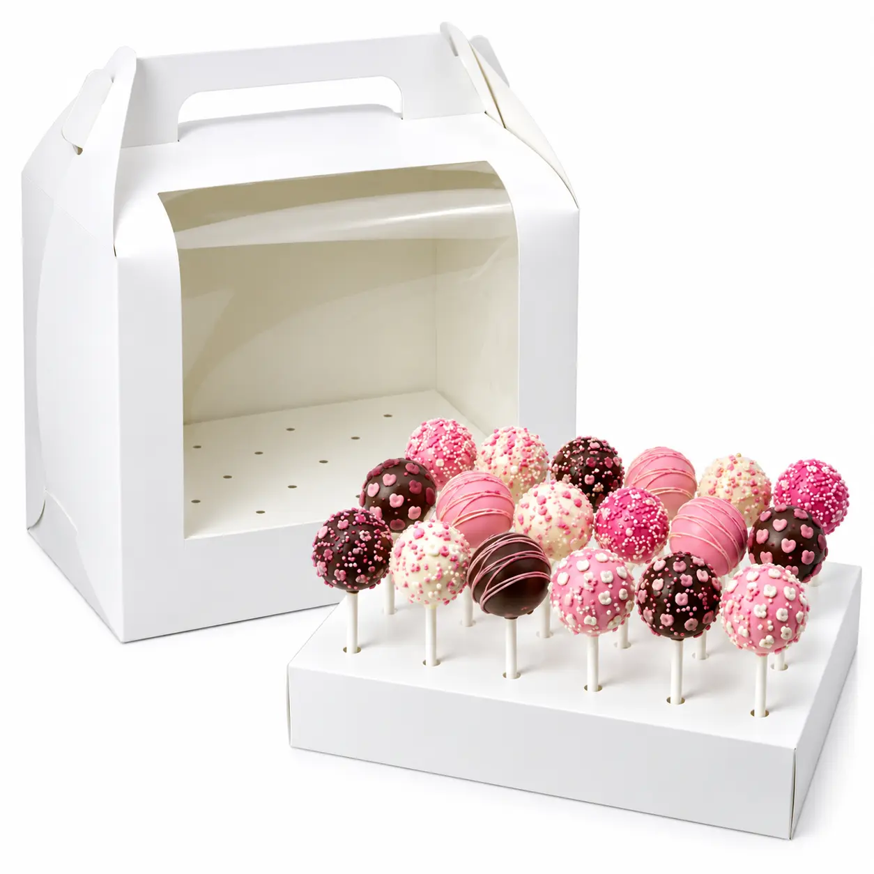 White Window Cake Pop Box - Holds 18