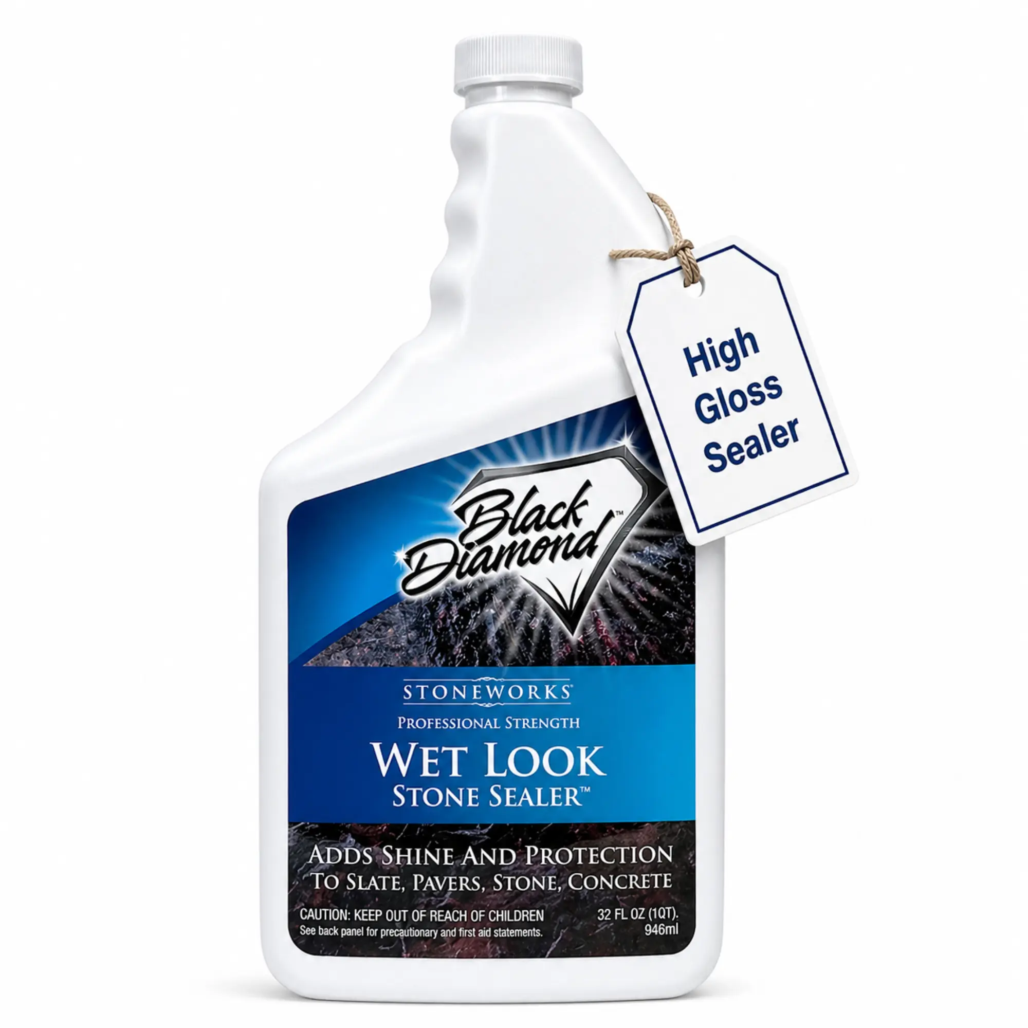Black Diamond Stoneworks Wet Look Natural Stone Sealer Provides Durable Gloss and Protection to: Pavers, Slate, Concrete, Sandstone, Driveways, Garage Floors. Interior or Exterior.