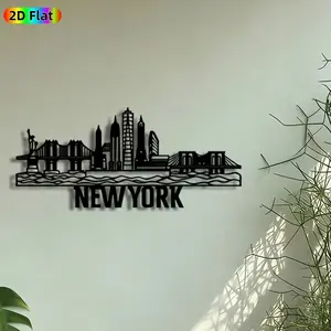 1pc New York City Skyline Metal Wall Art, NYC Skyline Statue Mural, Artistic Metalwork, Intricate Craftsmanship, Perfect for Housewarming, Anniversary Decor, Perfect for Living Room Office Patio Wall Decor, Ideal Gift for Cityscape Enthusiasts.