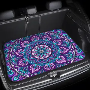 Purple mandala pattern design, multifunctional car trunk pad, polyester fiber material, trunk decoration pad, car carpet, durable, easy to clean, protecting the car from wear and tear, compatible with most car models