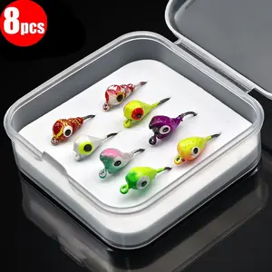 8pcs Lure Ice Fishing Hooks Mini Lead Head Hooks Winter Micro Lead Hooks Ice Fishing Set, Bass Fishing Gear, Durable Design, Artificial Fishing Lure, Fishing Lures Kit