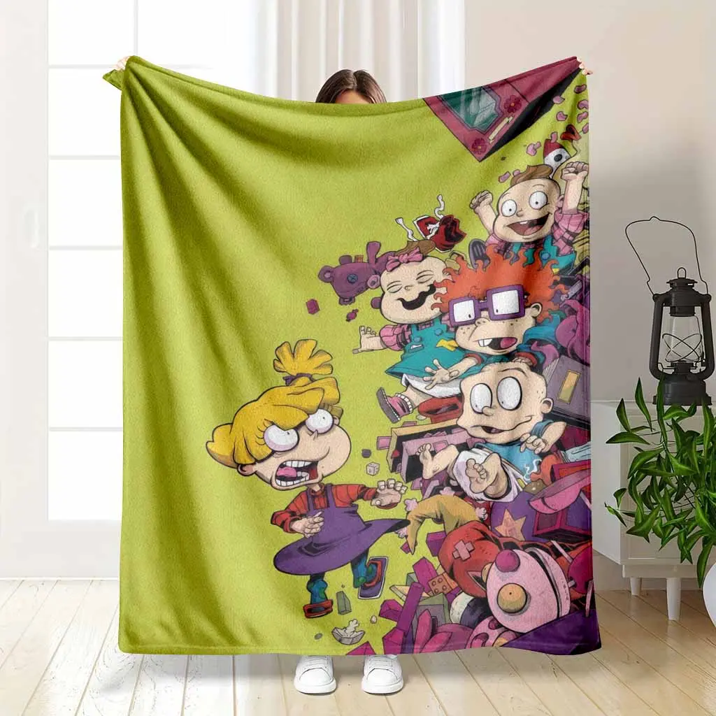 Retro Cartoon Character Flannel Throw Blanket - Nostalgic Animation Themed, Super Soft, Lightweight, Breathable, Cozy Warm Fuzzy Fleece Bedspread for Living Room Sofa, Travel Camping, Enthusiastic Fan Birthday Gift, Apartment Decor Essential