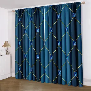 Diamond Pattern Curtain, 2 Counts/set Modern Simple Window Curtain, Window Drapes for Home Living Room Bedroom Office Decor