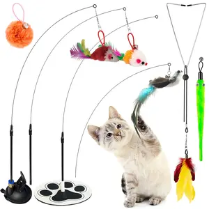 Simulation Bird Interactive Cat Toy For Indoor Cats Bird Simulation Cat Toy Set Suction Cup Cat Toy Flying Bird For Indoor Cats Feathered Cat Toys Cat Toy Mouse On String Wand Toy Floor Solid Base