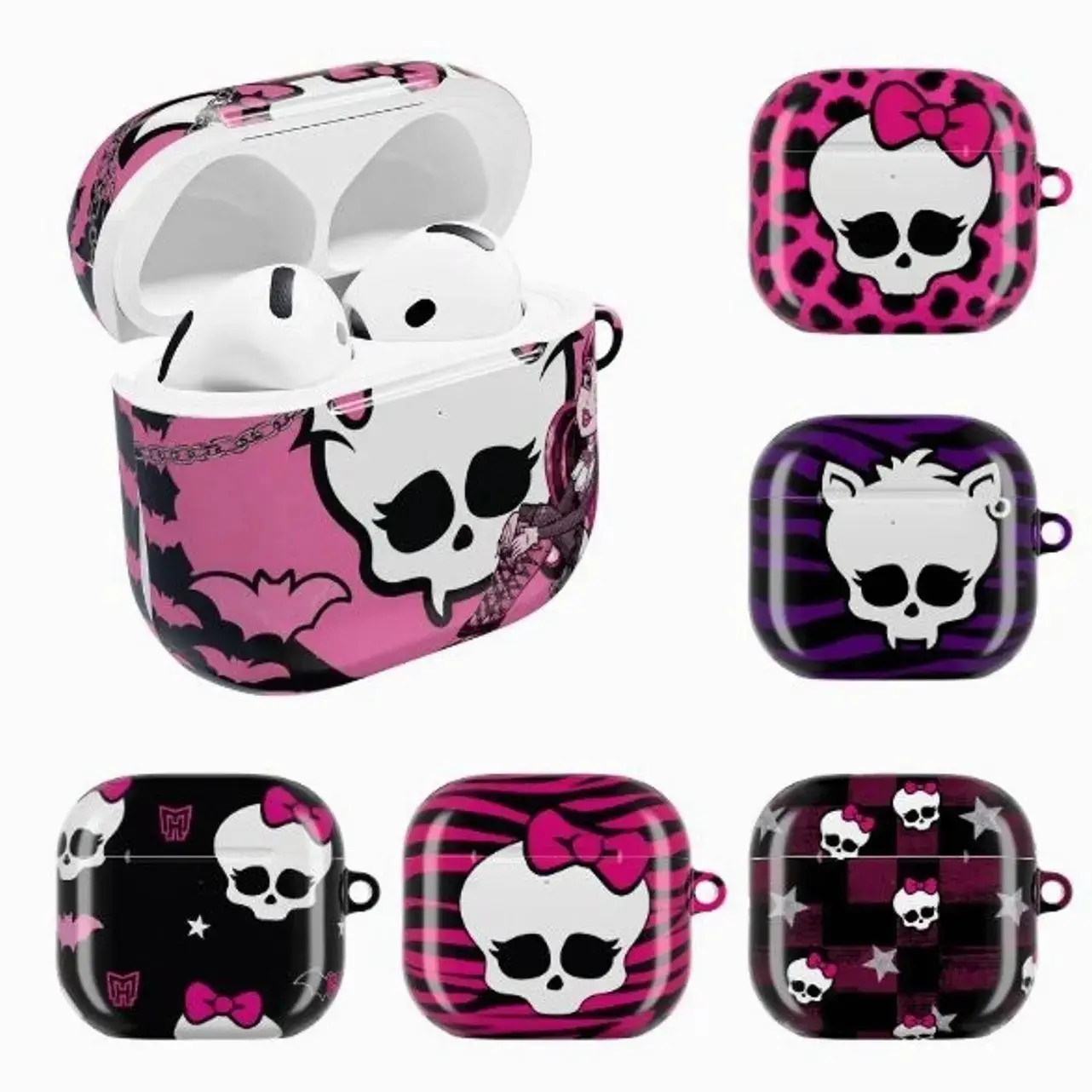 Y2K M0nst3r High AirPods Case for AirPods 1 2 3 4, AirPods Pro 1 2 3, Cute Skull Ribbon Aesthetic Earbuds Cover, Shockproof Protective Case