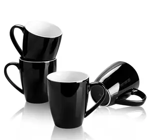 16 oz Porcelain Coffee Mugs – Set of 4 Large Cups for Coffee, Latte, Tea & Cocoa – Microwave & Dishwasher Safe