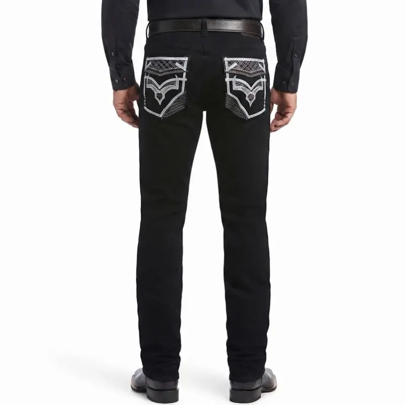 Men's Western Style 5-Pocket Denim Jeans in Black, Stylish and Casual Streetwear Bottoms for a Modern Look, Menswear, Pants, Fashion Apparel, Chic, Aesthetic, Fancy, Clothes, Outfits, Elegant