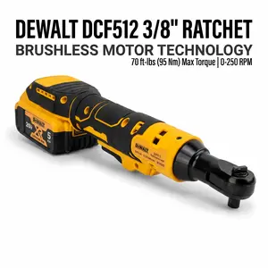 DEWALT DCF512 Brushless Impact Wrench 3/8″ Drive 70 ft-lbs (95 Nm) for Removing Small Bolts & Fasteners – Low-Profile Head, 360mm Length, LED Light – Kit with Battery & Charger – Oil-Resistant Nylon Housing cordless ratchet vehicle repair