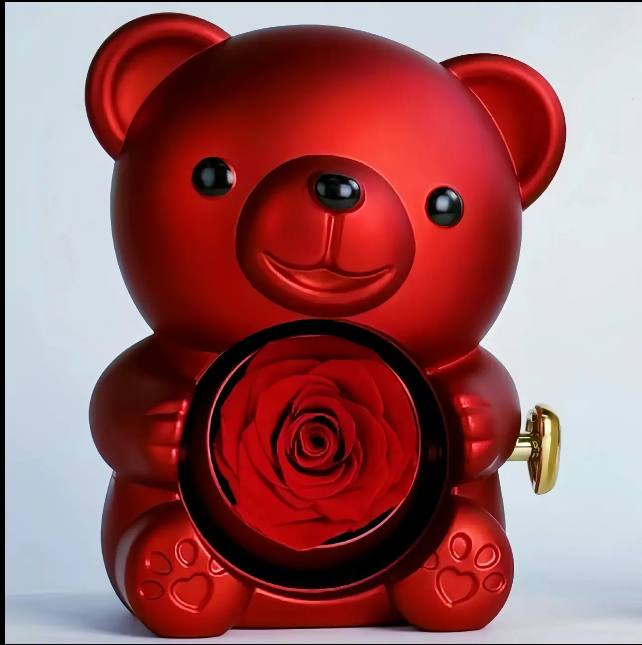 Mother's Day Rotating Teddy Bear with Preserved Rose and Necklace Elegant Gift Box