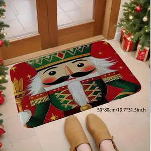 Christmas Nutcracker Pattern Non-Slip Bath Mat, Flannel Memory Foam Rug, Kitchen Bathroom Laundry Room Entrance, Home Decor Gift