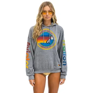 AVIATOR NATION RELAXED PULLOVER HOODIE - HEATHER GREY